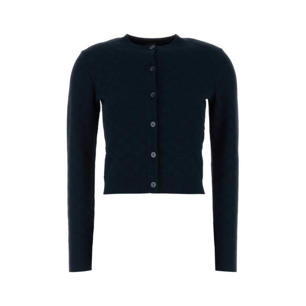 Gucci Women Navy Blue Knit Cardigan